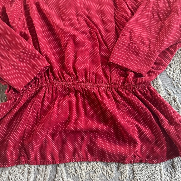 Maeve Anthropologie Chatham Blouse Polka Dot Top Red white buttons XS - Picture 11 of 12